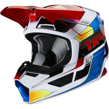 Fox V1 Yorr Kinder Helm Blau/Rot | Motocross, Enduro, Trail, Trial |  GreenlandMX
