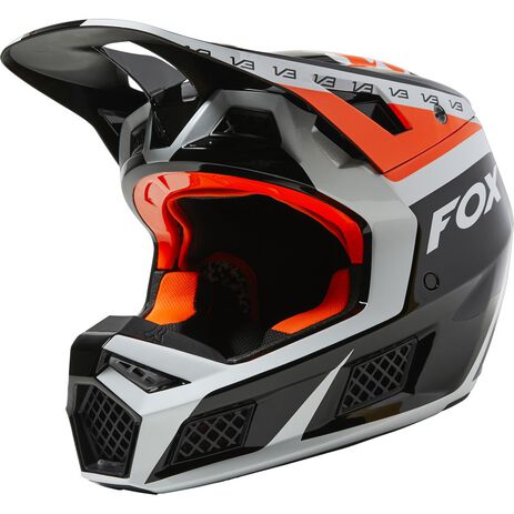 Fox V3 RS Dvide Helm Schwarz/Weiss/Orange | Motocross, Enduro, Trail, Trial  | GreenlandMX